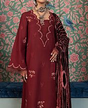 Humdum Maroon Wool Suit- Pakistani Winter Clothing