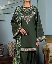 Humdum Lunar Green Wool Suit- Pakistani Winter Dress
