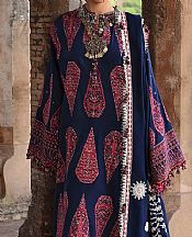 Hussain Rehar Navy Blue Karandi Suit- Pakistani Winter Clothing