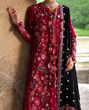 Hussain Rehar Scarlet Karandi Suit- Pakistani Winter Dress