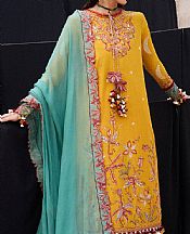 Hussain Rehar Mustard Lawn Suit- Pakistani Lawn Dress