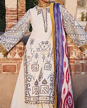 Hussain Rehar Ivory Lawn Suit- Pakistani Designer Lawn Suits