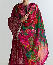 Hussain Rehar Crimson Lawn Suit- Pakistani Lawn Dress