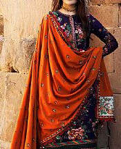 Hussain Rehar Indigo Karandi Suit- Pakistani Winter Dress