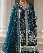 Hussain Rehar Teal Lawn Suit- Pakistani Designer Lawn Suits