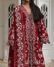 Hussain Rehar Wine Red Lawn Suit- Pakistani Lawn Dress