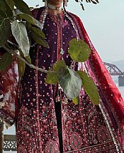 Hussain Rehar Purple Lawn Suit- Pakistani Designer Lawn Suits