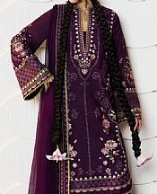 Hussain Rehar Eggplant Lawn Suit- Pakistani Designer Lawn Suits