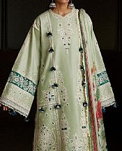 Hussain Rehar Pistachio Green Lawn Suit- Pakistani Designer Lawn Suits