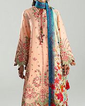 Hussain Rehar Peach Lawn Suit- Pakistani Lawn Dress