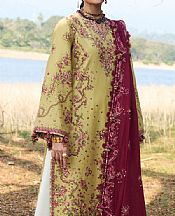 Hussain Rehar Lime Green Lawn Suit- Pakistani Lawn Dress