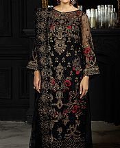 Imrozia Black Organza Suit- Pakistani Designer Chiffon Suit