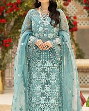 Imrozia Sky Blue Organza Suit- Pakistani Chiffon Dress