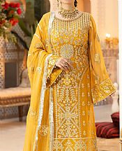 Imrozia Mustard Chiffon Suit- Pakistani Designer Chiffon Suit