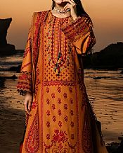 Imrozia Bright Orange Lawn Suit- Pakistani Lawn Dress