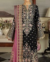 Imrozia Black Silk Suit- Pakistani Chiffon Dress