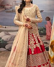 Imrozia Tan/Red Tissue Suit- Pakistani Chiffon Dress