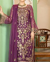 Egg Plant Chiffon Suit- Pakistani Chiffon Dress