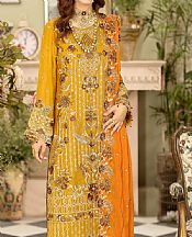 Imrozia Mustard Chiffon Suit- Pakistani Designer Chiffon Suit
