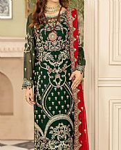 Imrozia Bottle Green Chiffon Suit- Pakistani Chiffon Dress