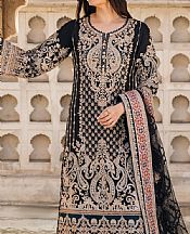 Imrozia Black Net Suit- Pakistani Chiffon Dress