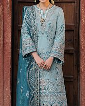 Imrozia Cloudy Blue Organza Suit- Pakistani Designer Chiffon Suit