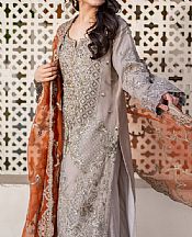 Imrozia Warm Grey Organza Suit- Pakistani Chiffon Dress