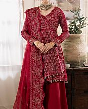 Imrozia Wine Red Chiffon Suit- Pakistani Designer Chiffon Suit