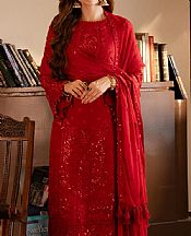 Imrozia Scarlet Chiffon Suit- Pakistani Chiffon Dress