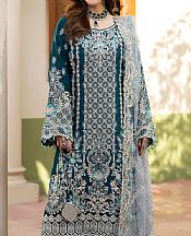 Imrozia Teal Organza Suit- Pakistani Chiffon Dress