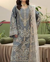 Imrozia Grey Organza Suit- Pakistani Designer Chiffon Suit