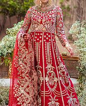 Imrozia Red Net Suit- Pakistani Designer Chiffon Suit