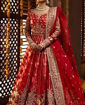 Imrozia Red Organza Suit- Pakistani Designer Chiffon Suit