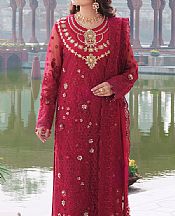 Imrozia Red Net Suit- Pakistani Chiffon Dress