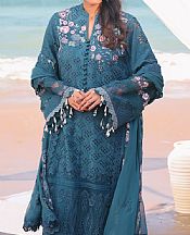 Imrozia Teal Blue Lawn Suit- Pakistani Lawn Dress