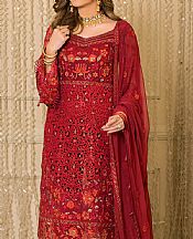 Imrozia Maroon Organza Suit- Pakistani Designer Chiffon Suit