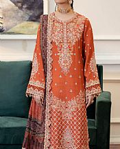Imrozia Shocking Orange Silk Suit- Pakistani Chiffon Dress