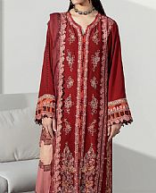 Imrozia Falu Red Silk Suit- Pakistani Designer Chiffon Suit