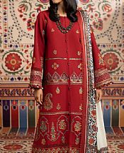 Ittehad Scarlet Khaddar Suit- Pakistani Winter Clothing