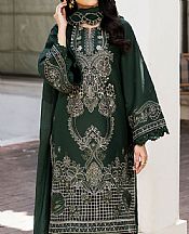 Izel Bottle Green Lawn Suit- Pakistani Designer Lawn Suits