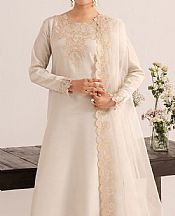 Izel Off White Raw Silk Suit- Pakistani Designer Chiffon Suit