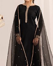 Izel Black Raw Silk Suit- Pakistani Chiffon Dress