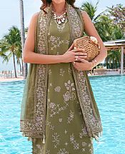 Izel Olive Lawn Suit- Pakistani Lawn Dress