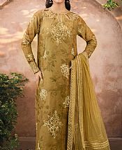 Iznik Satin Sheen Gold Georgette Suit- Pakistani Designer Chiffon Suit