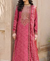 Iznik Dark Pink Raw Silk Suit- Pakistani Chiffon Dress