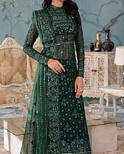 Iznik Bottle Green Net Suit- Pakistani Chiffon Dress