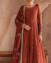 Iznik Bright Orange Net Suit- Pakistani Chiffon Dress