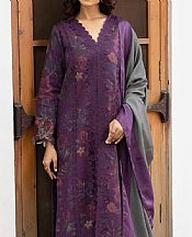 Iznik Plum Purple Slub Suit- Pakistani Winter Dress