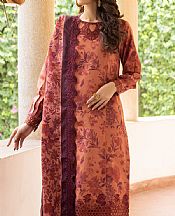 Iznik Orange Salmon Slub Suit- Pakistani Winter Clothing