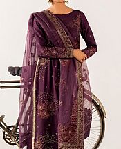 Iznik Plum Raw Silk Suit- Pakistani Designer Chiffon Suit